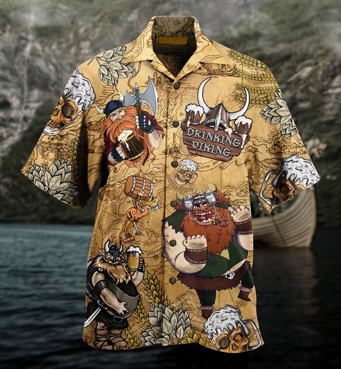 Vikings drinking beer Hawaiian shirt{Size}