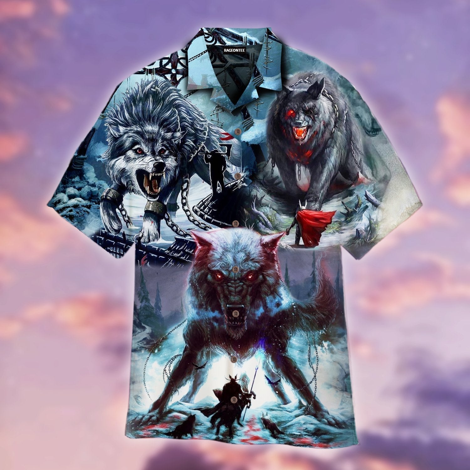 Vikings Fenrir Wolf Hawaiian Shirt | For Men & Women | Adult | WT1259{Size}