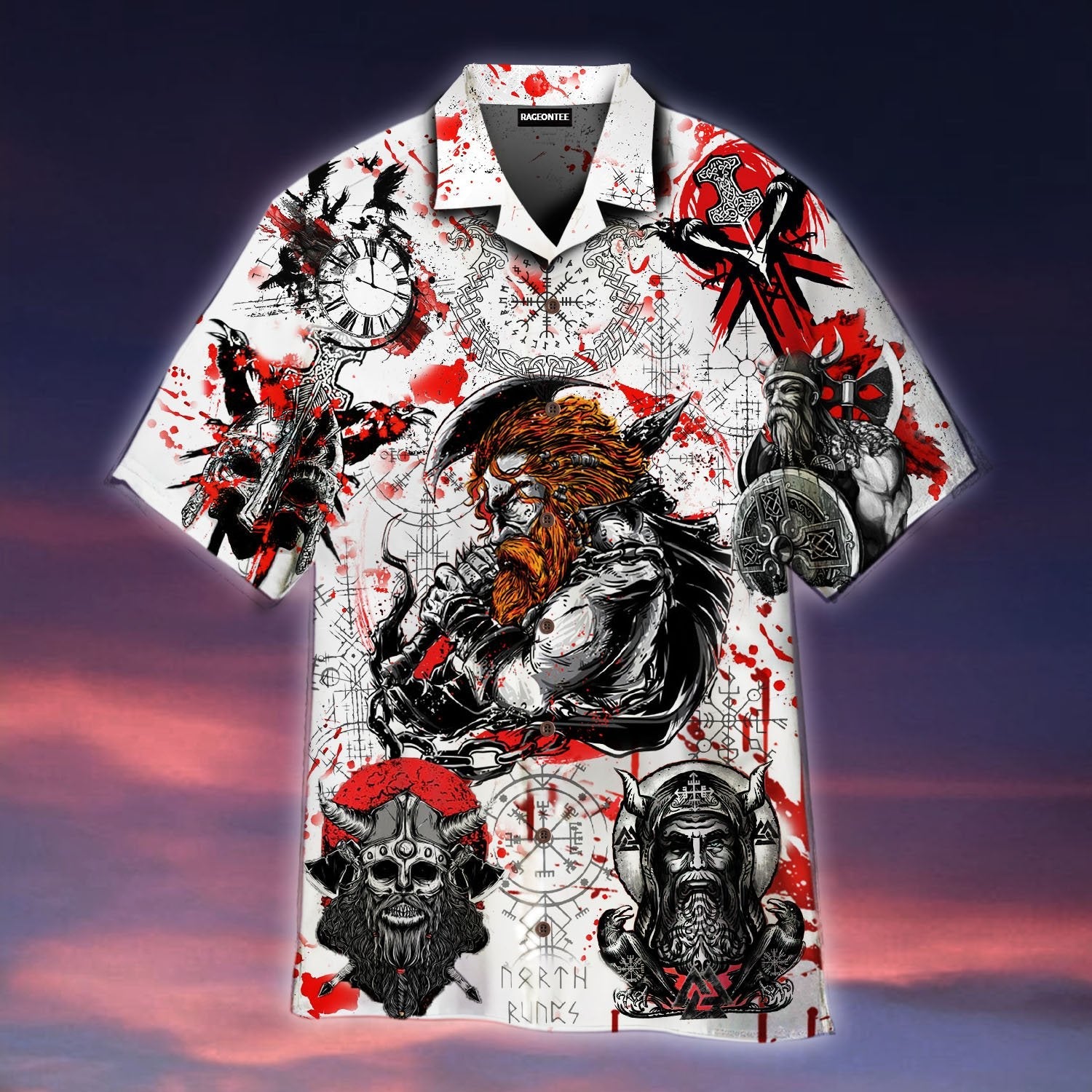 Vikings On Red Moon Hawaiian Shirt | For Men & Women | Adult | WT1205{Size}