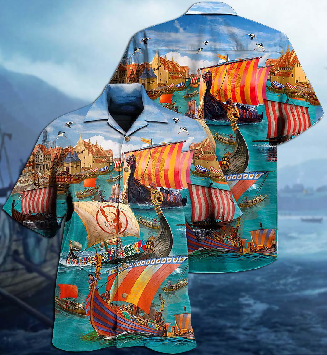 Vikings sail let war Hawaiian shirt{Size}