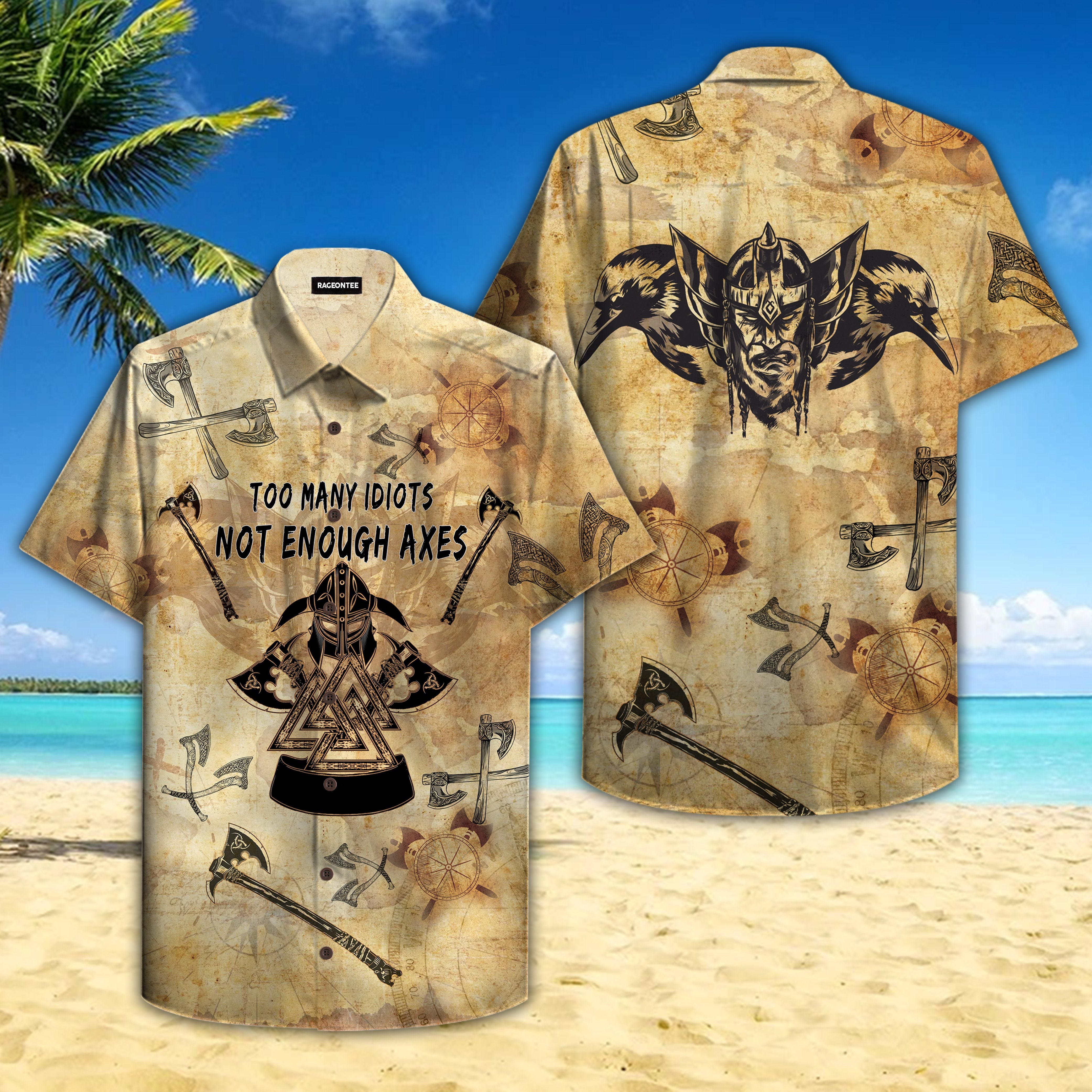 Vikings Too Many Idiots Not Enough Axes Hawaiian Shirt | For Men & Women | Adult | HW4651{Size}