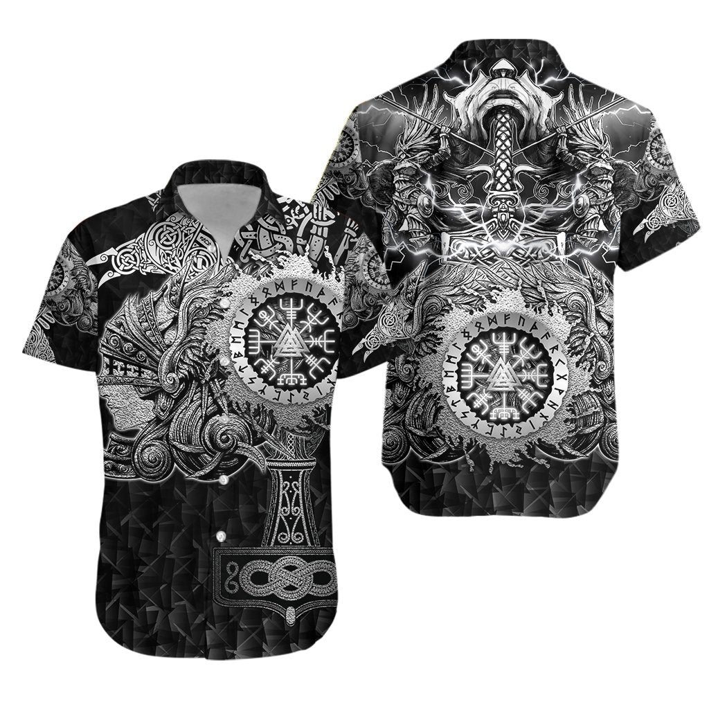 Vikings Valknut Vegvisir With Mjolnir Hawaiian Shirt | For Men & Women | Adult | HW3292{Size}