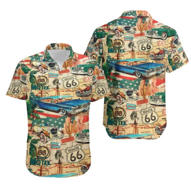 Vintage Cars Route 66 Hawaiian Shirt | For Men & Women | Adult | HW4380{Size}