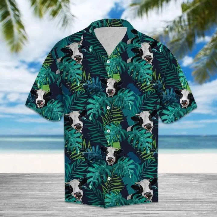 Tropical Cow All Over Printed Hawaiian Shirt Size S - 5Xl{Size}