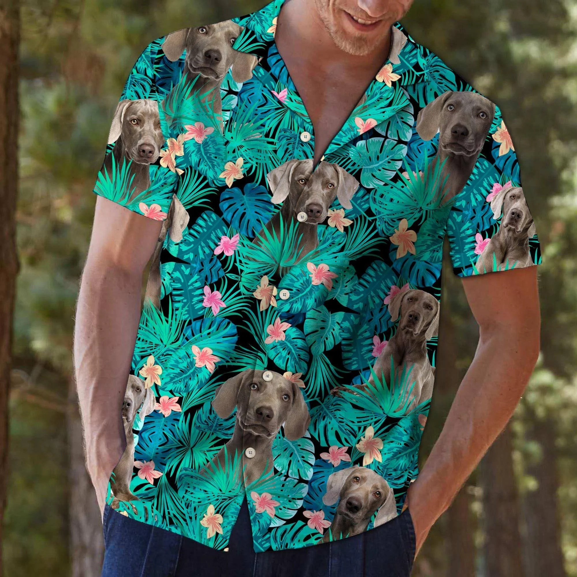 Weimaraner Tropical All Over Printed Hawaiian Shirt Size S - 5Xl{Size}