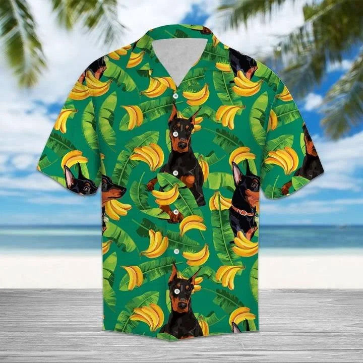 Tropical Banana Doberman All Over Printed Hawaiian Shirt Size S - 5Xl{Size}