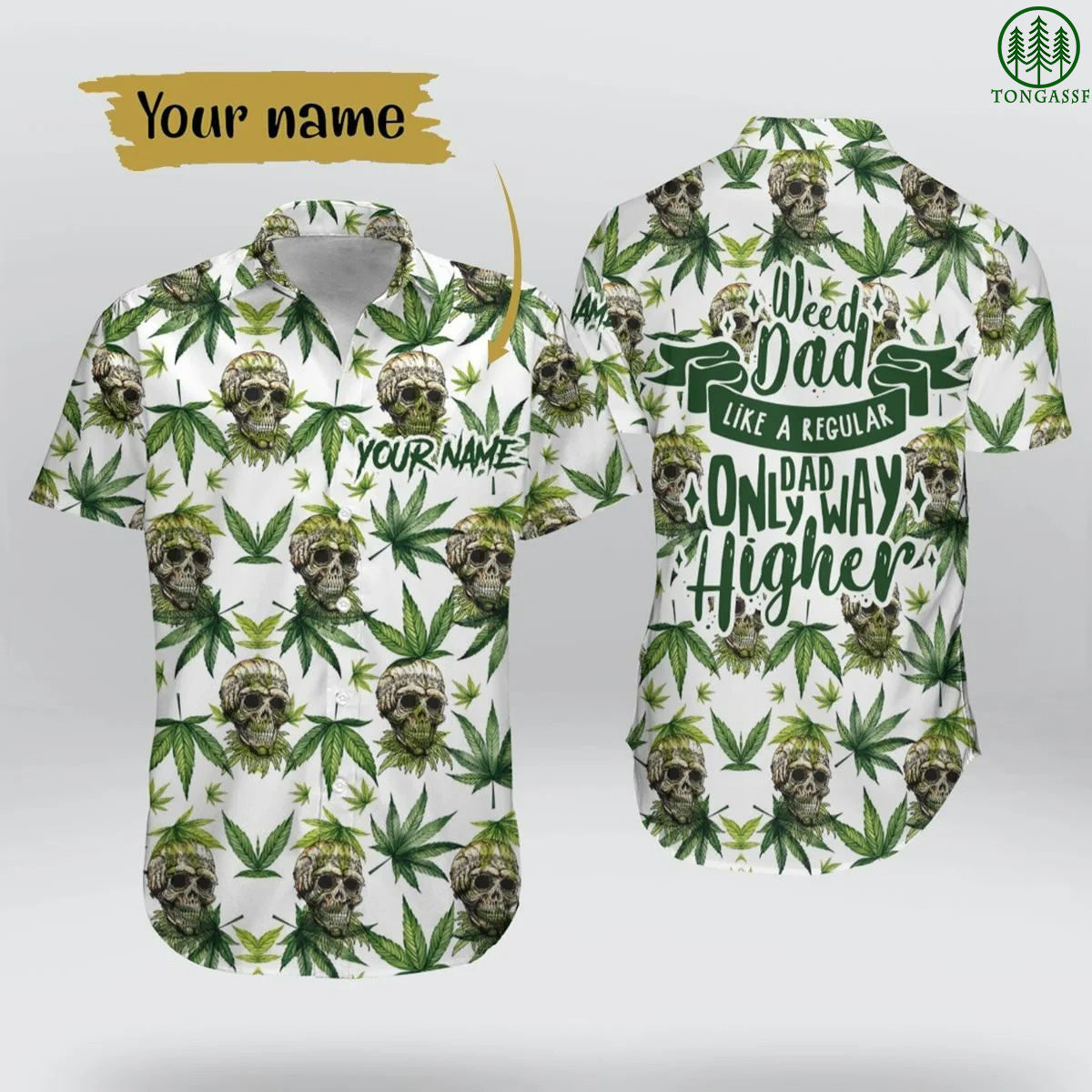 Weed Dad Skull Hawaiian Shirt{Size}