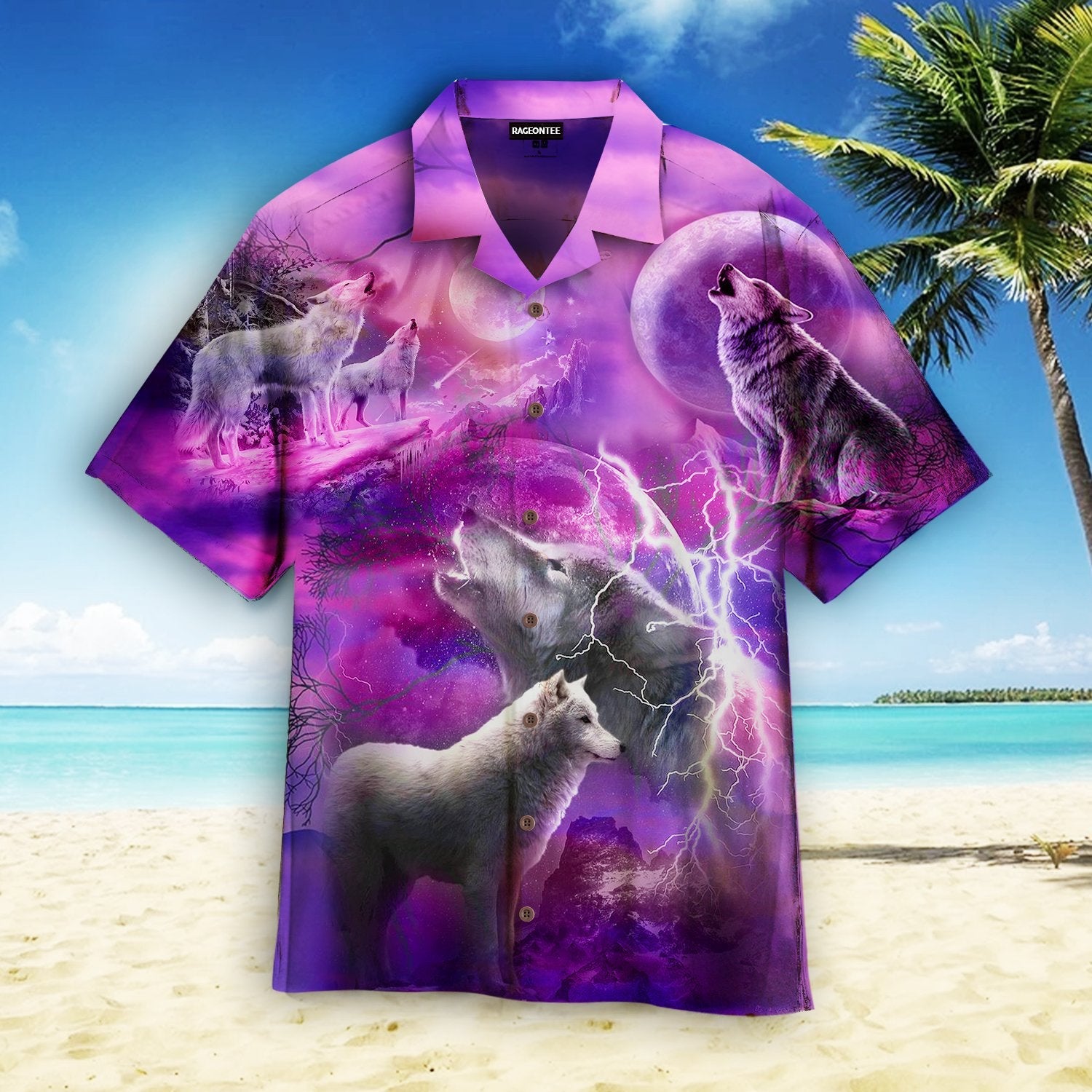 White Wolves Howling Moon Hawaiian Shirt | For Men & Women | Adult | HW4848{Size}