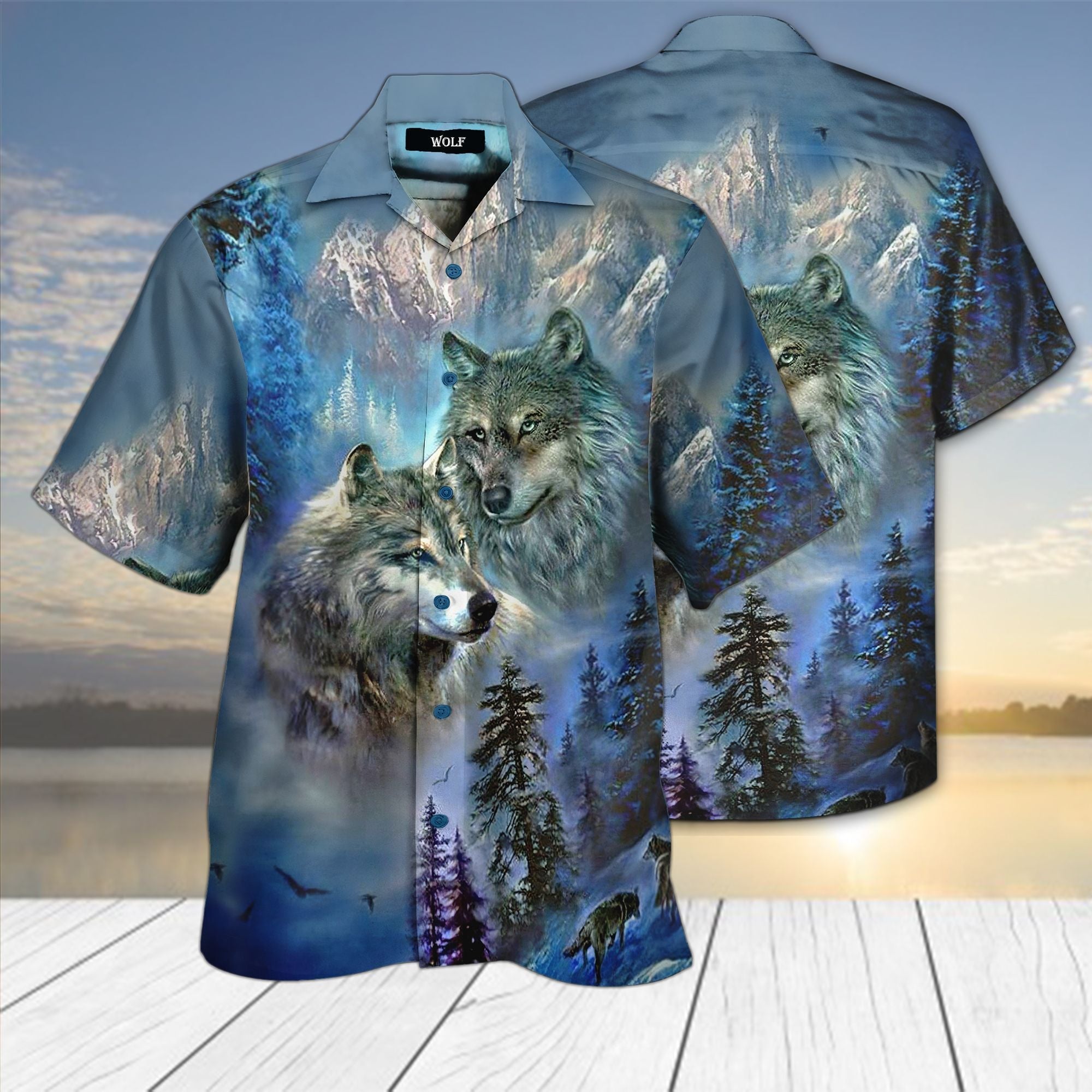 Wolf Couple Hawaiian Shirt | For Men & Women | Adult | HW4640{Size}