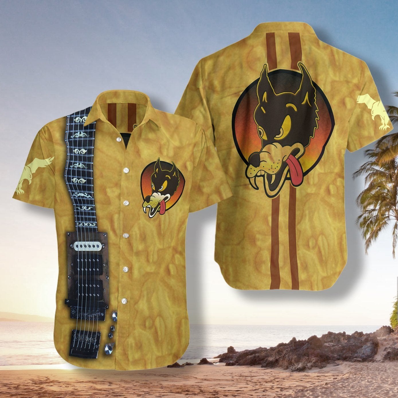 Wolf Guitar Hawaiian Shirt | For Men & Women | Adult | HW5249{Size}