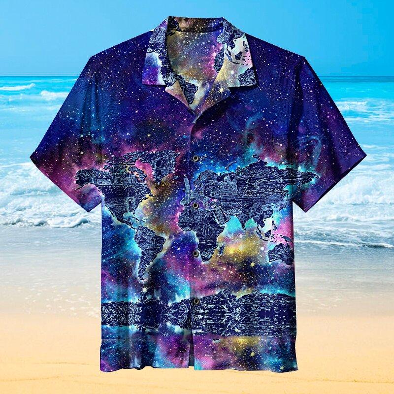 World Map Galaxy Art Hawaiian Shirt | For Men & Women | Adult | HW6719{Size}