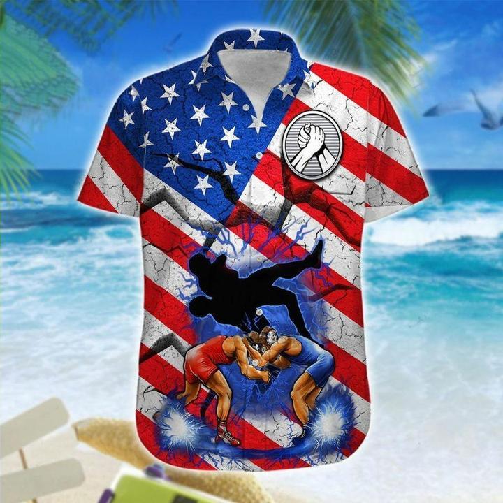 Wrestling American Flag Hawaiian Shirt | For Men & Women | Adult | HW7930{Size}