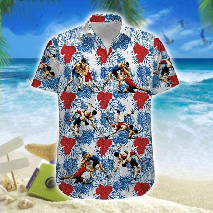 Wrestling Red Hibiscus Hawaiian Shirt | For Men & Women | Adult | HW7928{Size}