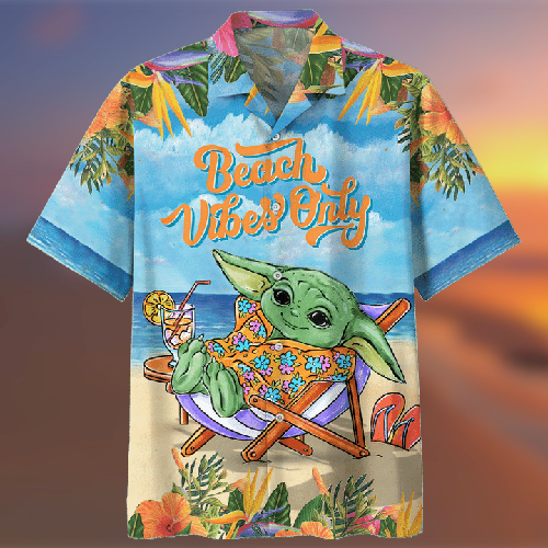 Yoda beach vibes only hawaiian shirt{Size}