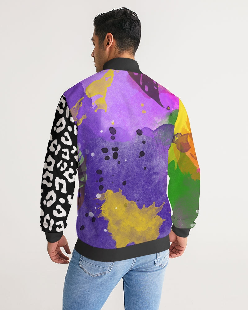 Abstract Watercolor Stripe-Sleeve Track Jacket