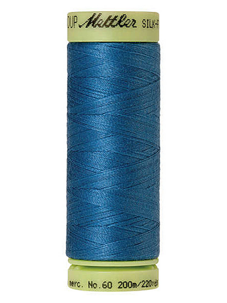 Mettler 60wt Silk-Finish Solid Cotton Thread, 220 yd / 200 m, Tex 23, 9240-0339, Mediterranean Blue