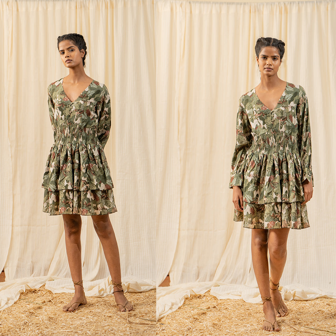 Afro Olive Tiered Dress - Ways to Be More Bohemian