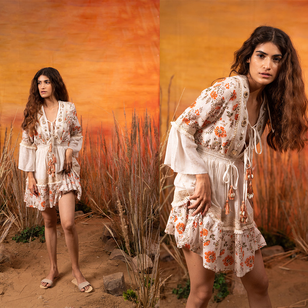 Sunset White Orange Shell Dress - How to Wear a Boho Dress