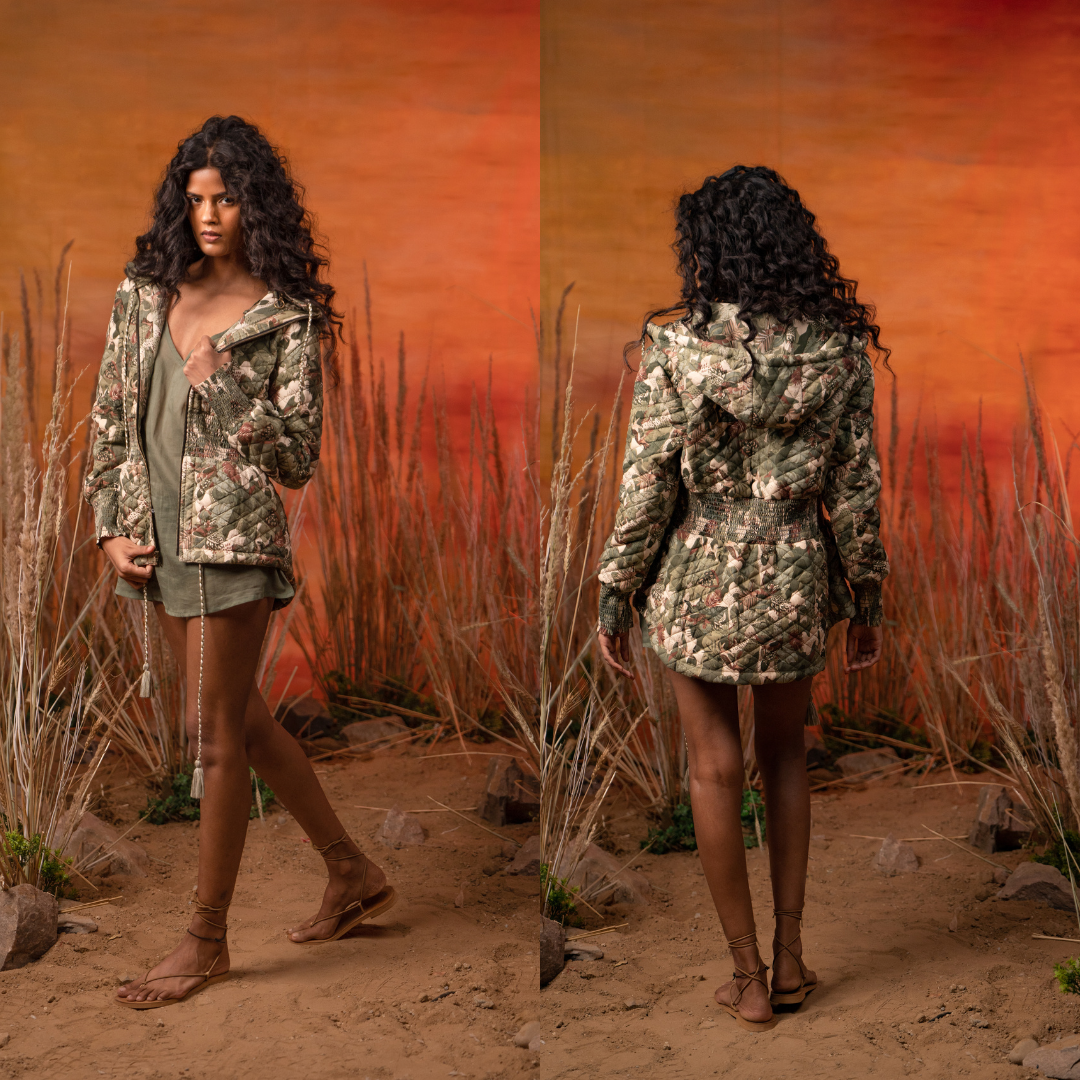 Afro Olive Jungle Jacket - Staycation Outfit Guide