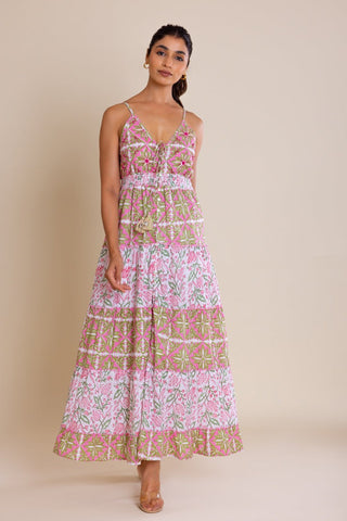 Foral Print V-neck Maxi Dress