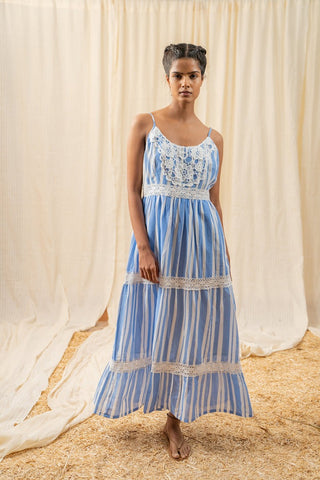 Stripe Blue Lace Maxi