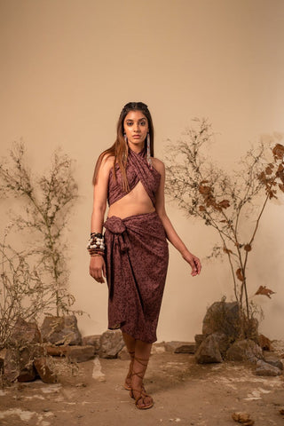 Brown Boho Sarong Cord Set