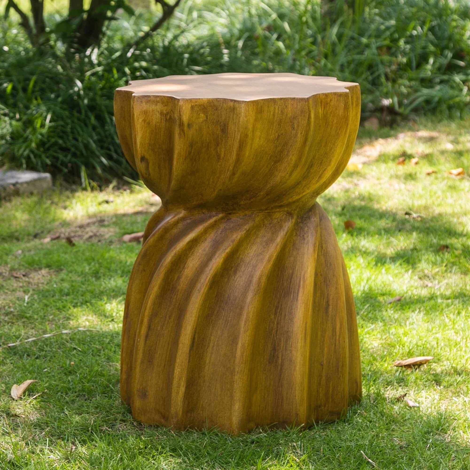 Adeco Indoor Outdoor Lightweight Concrete Side Table 14*14*18.9