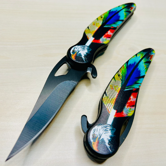 8 Rainbow Color Tactical Wolf Handle Spring Assisted Open Folding Pocket  Knife