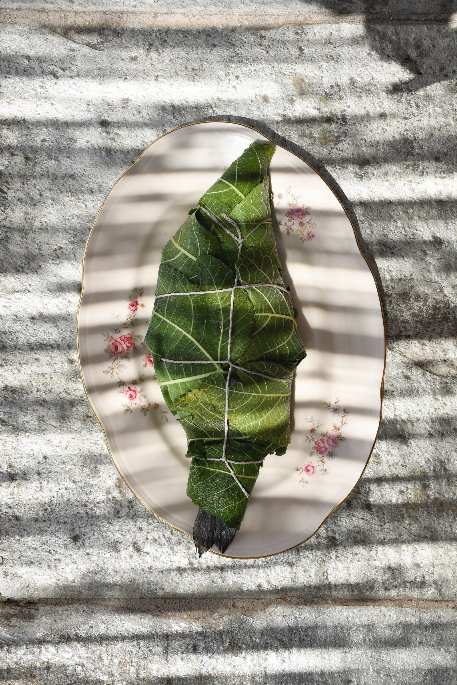 Fish in fig leaves