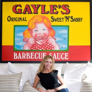 Gayle's Original Sweet 'N' Sassy BBQ Sauce Logo featuring Gayle herself