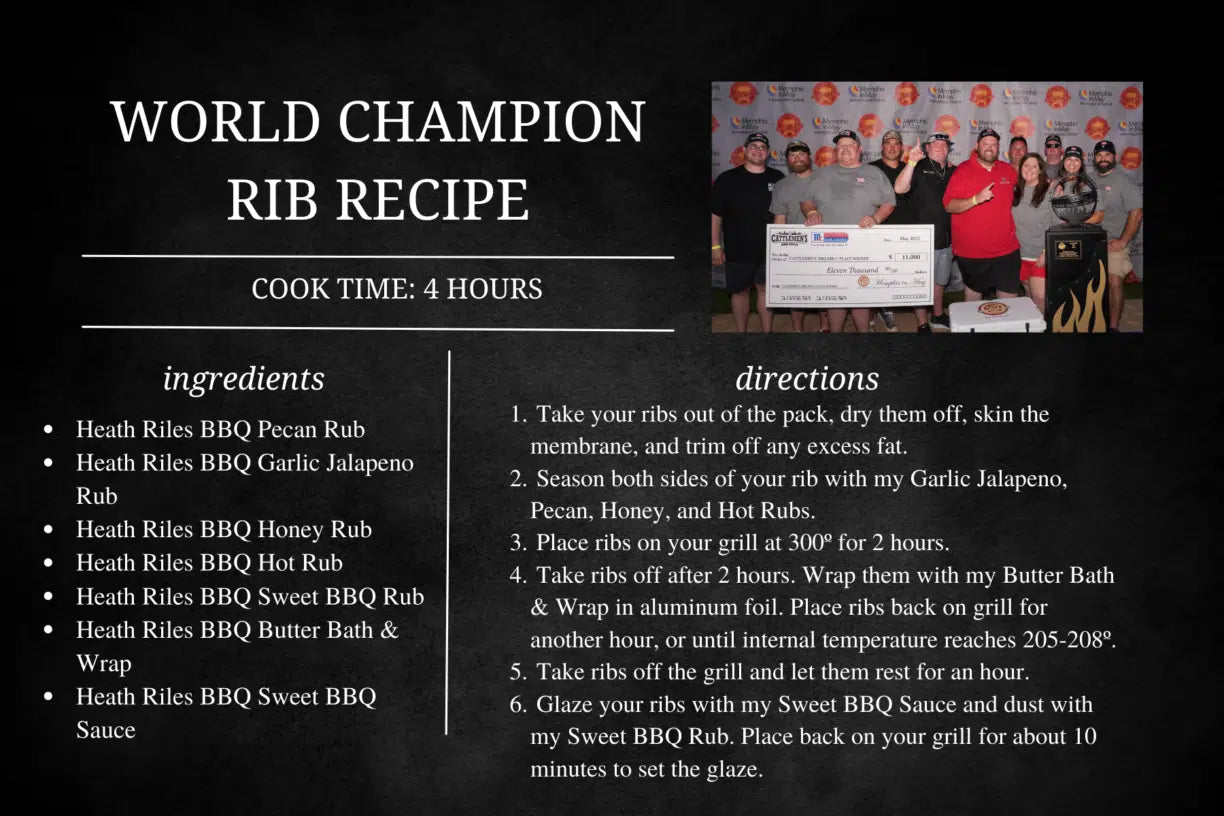 Heath Riles BBQ World Champion Rib Recipe Insert