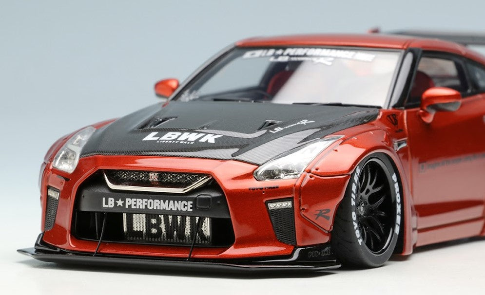 LB015C MakeUp EIDOLON 1:43 Nissan LB WORKS R35 GT-R Type 1.5 LB Shilhouette  Wing Candy Orange/Black Stripe