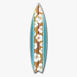 SURF BOARD WALL ACCENT HIBISCUS DARK TEAL - JarmzDesignsRetail - Surf Board Wall Decor