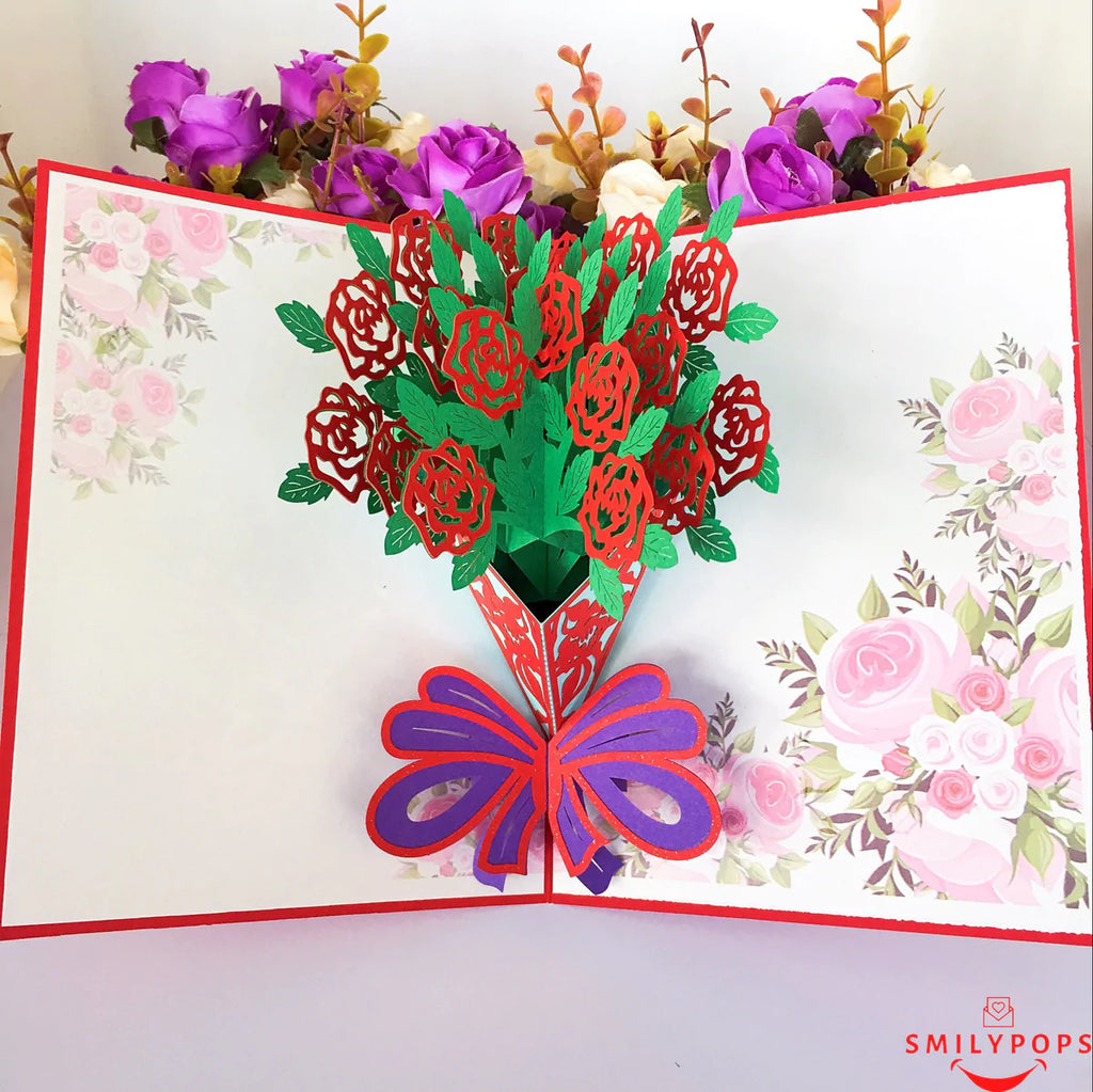 SmilyPops 3D Rose Pop Up Greeting Card