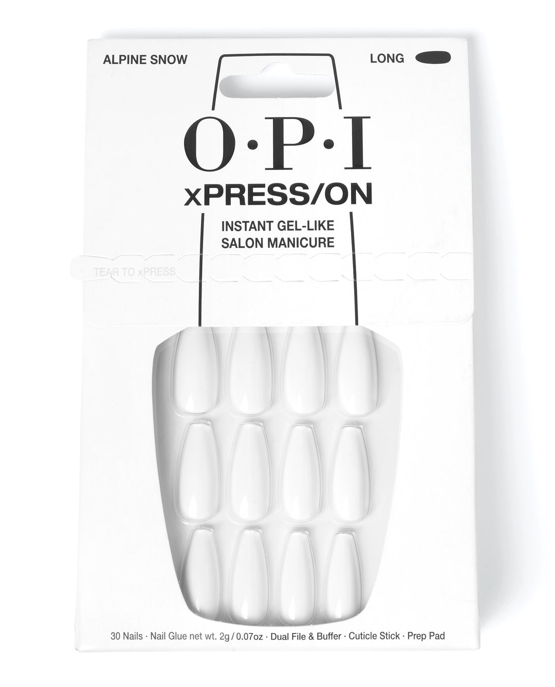 OPI Alpine Snow - Long White Press-on Nails