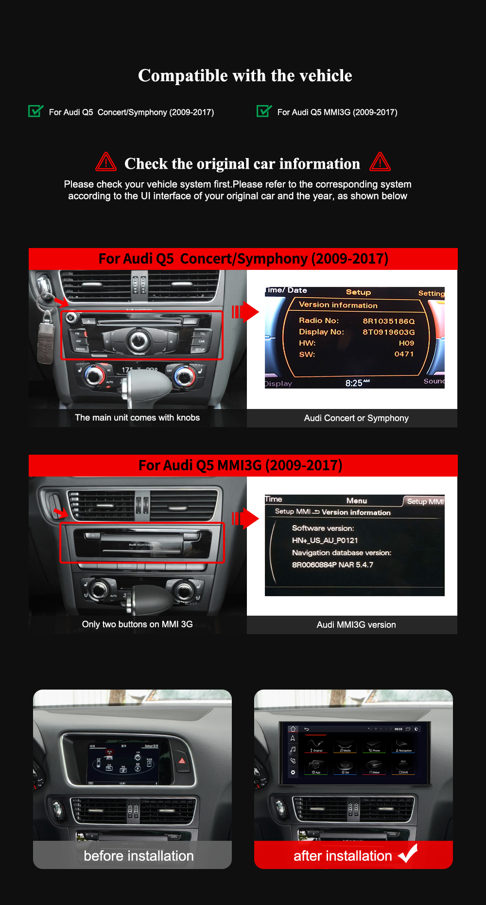 Wit-Up Audi Q5 8R (2009-2015) LHD MMI 12.3 Touchscreen GPS Navi