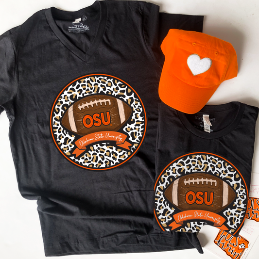 Orange OK Leopard State Abbreviation Crew Neck Tee – Bless UR