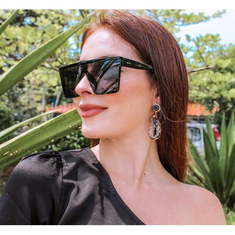 Óculos de sol quadrados extragrandes para mulheres, quadro grande