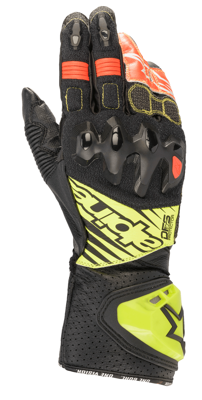 Alpinestars GP Tech V2 Gloves Black Yellow Flu White Red Flu, Size  XL