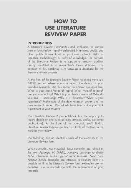 Literature review purpose statement