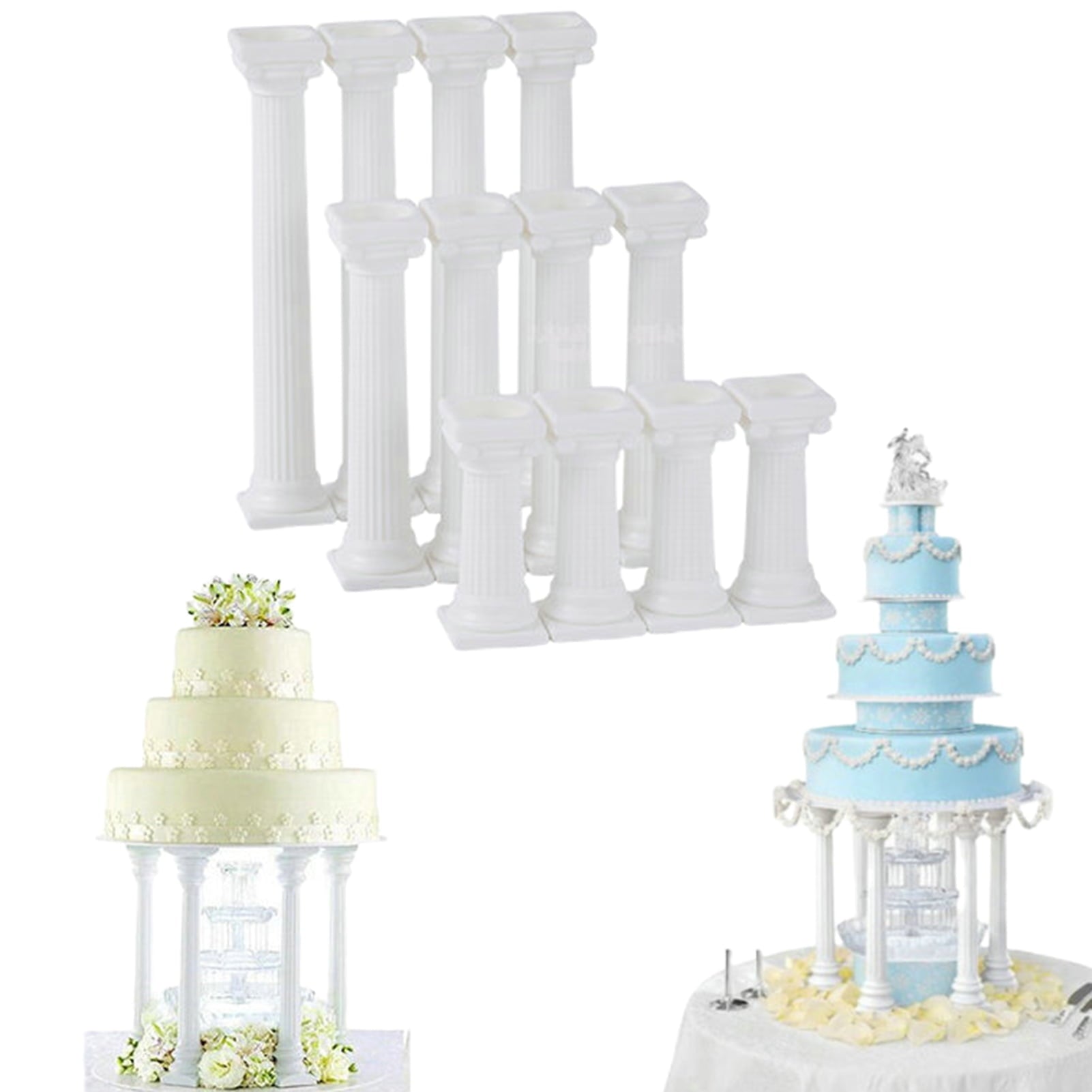 4-Piece Non-Stick Cake Rods Reusable Plastic, Delicate Cake Standing Grecian Pillars, Gathering Supplies