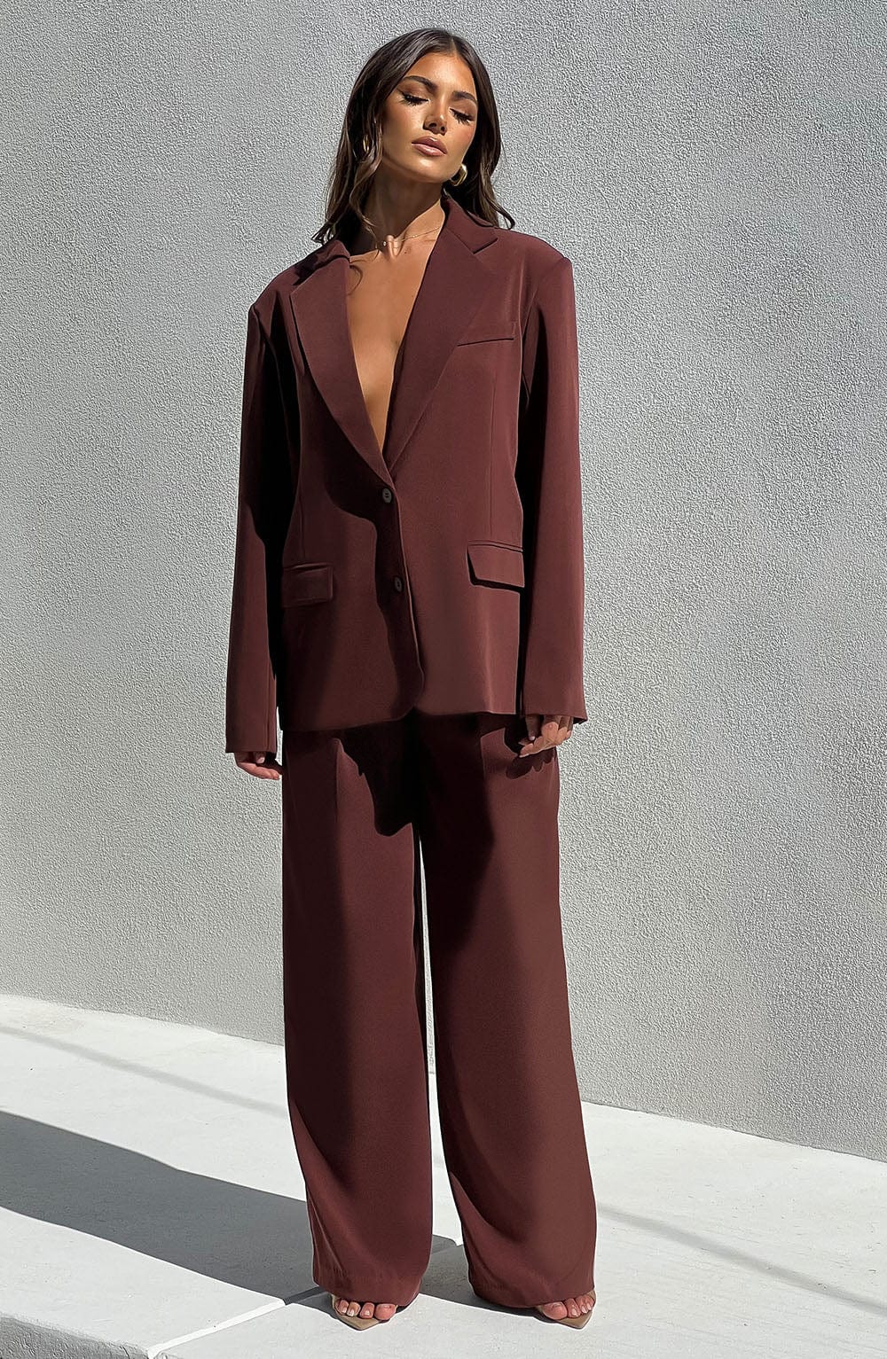 Noa Oversized Suit Jacket – Brown