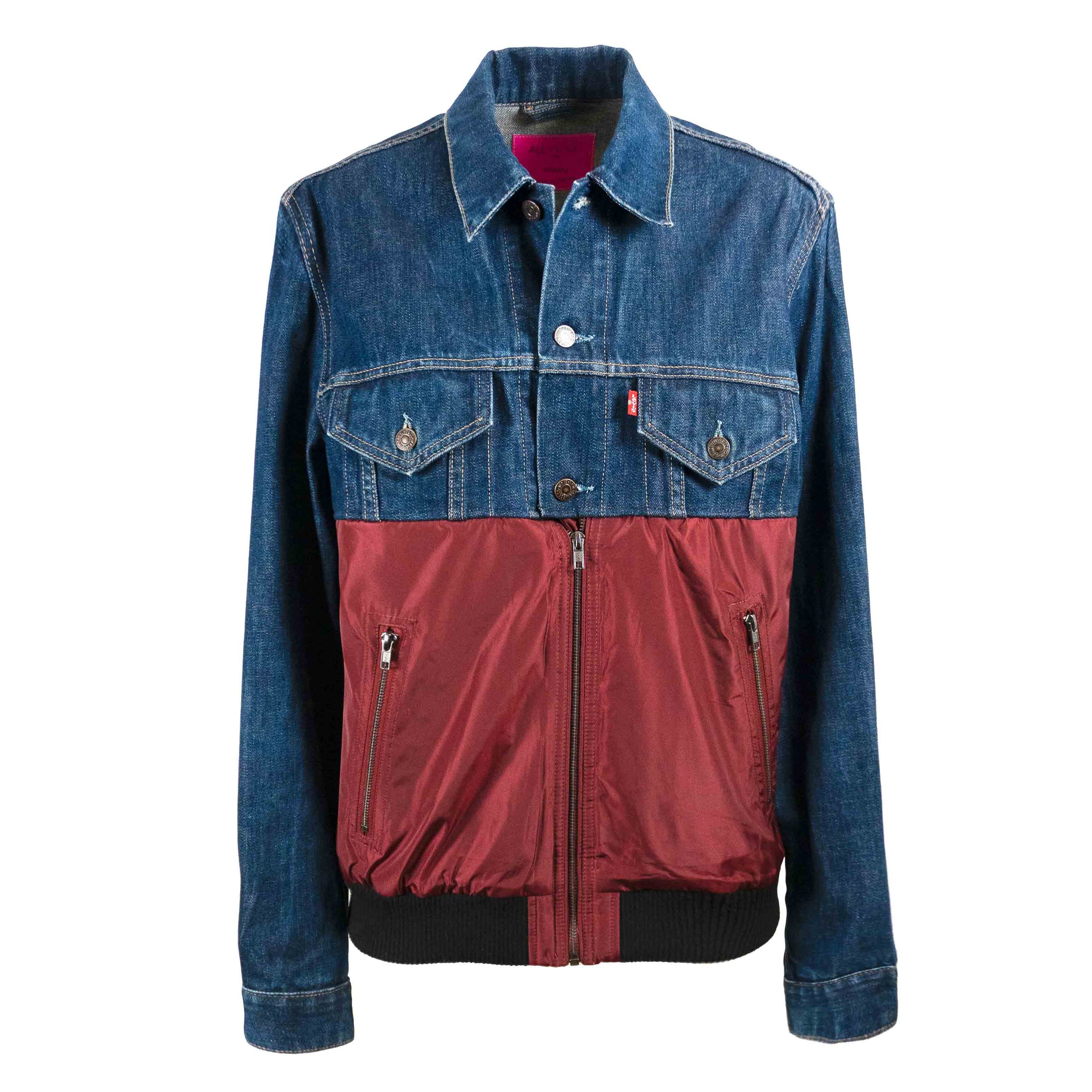 Veste en Jean Brut Levis Demi Bombers bordeaux Upcycling – ALLTHEMUST