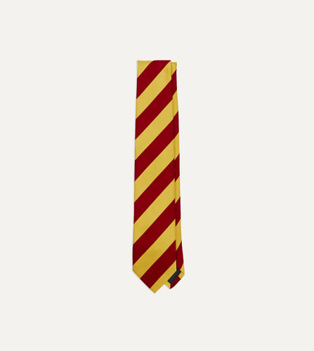 Red, Navy Blue & Gold Striped Silk Regimental Tie