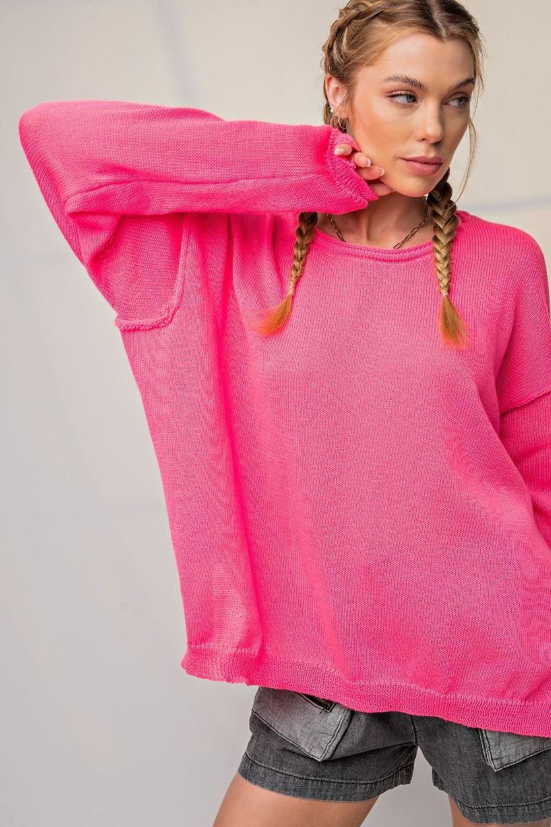 Hot Pink Lightweight Summer Sweater