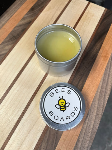 Bees Board butter on a cutting board