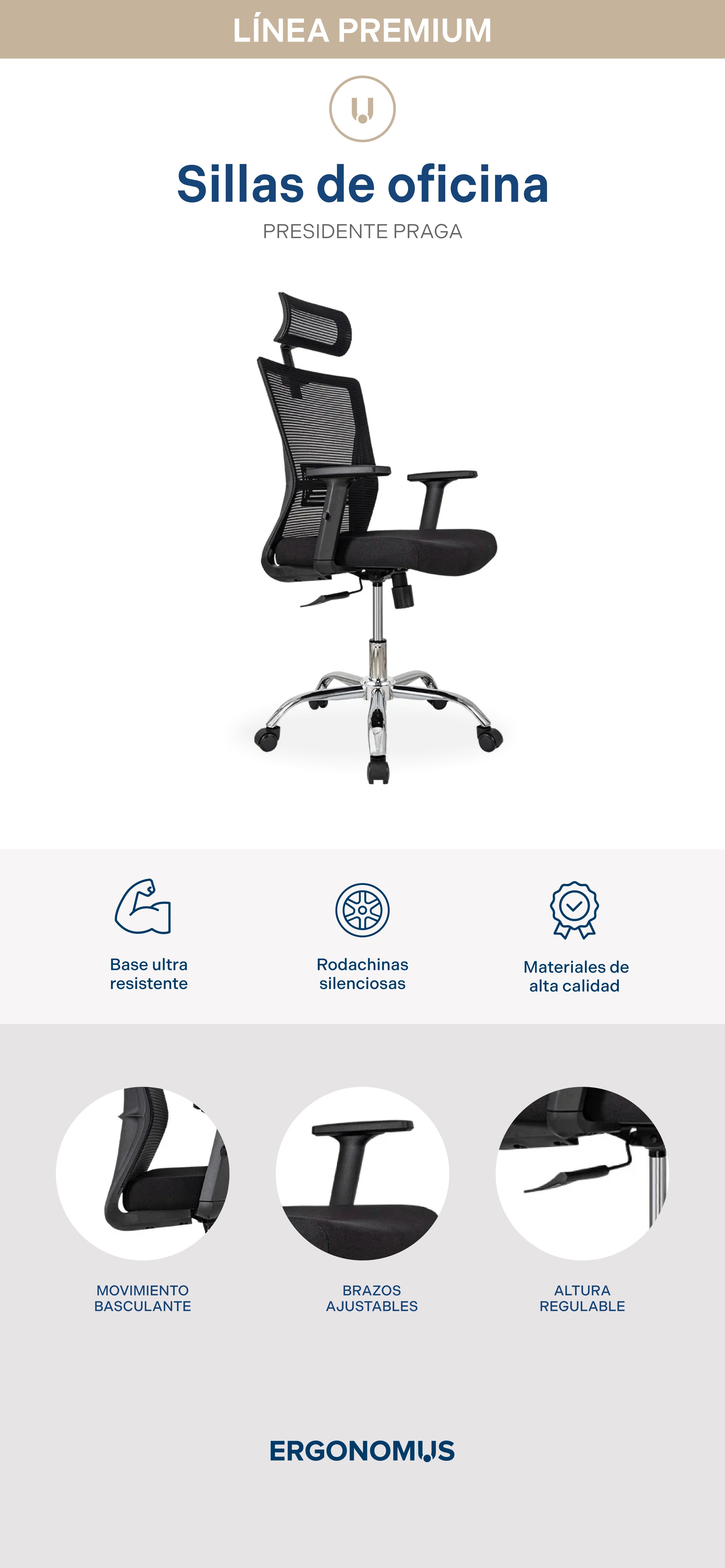 Silla de Oficina Presidente Praga Premium