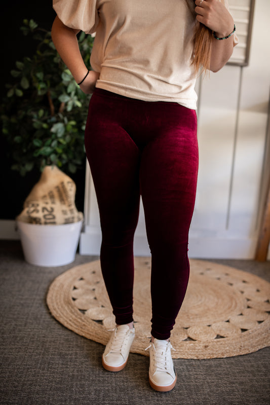 FAUX SUEDE LEGGINGS - NAVY