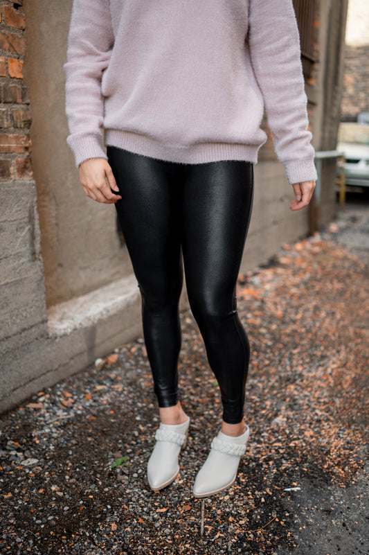 Felicity Faux Leather Leggings in Black croc