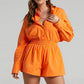 Women Casual Tracksuit Shorts Set Summer Long Sleeve Shirt Tops And Mini Drawstring Shorts Suit Lounge Wear Two Piece Set